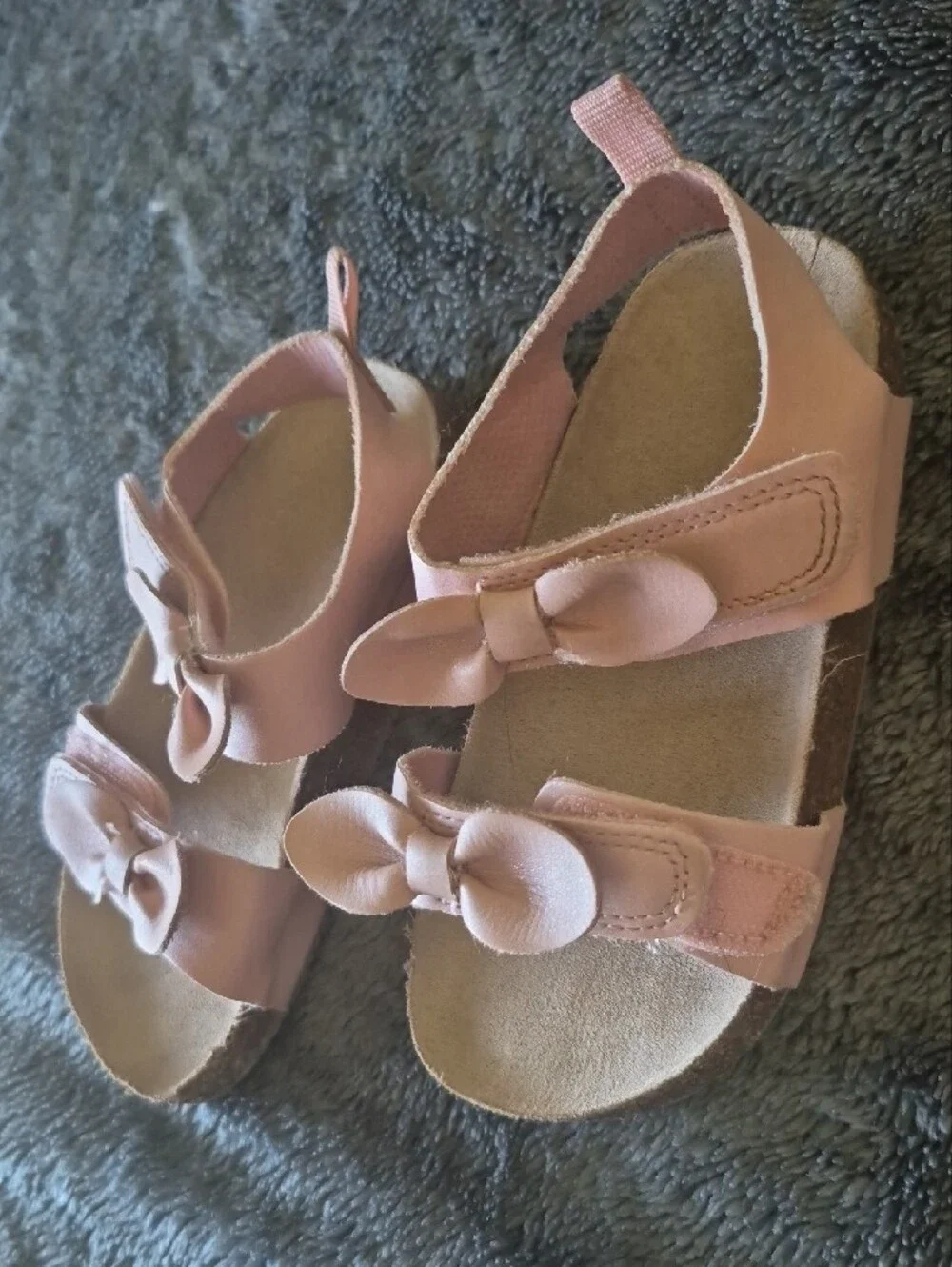 Girls Pink Bow Sandals - Soft Strap Kids Sandals Size 9